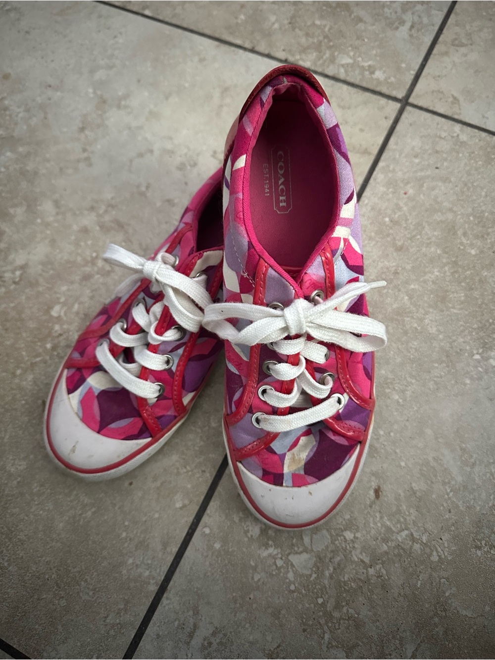 Coach Pink & Purple Mosaic Low-Top Sneakers